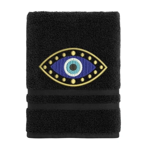 Hand Evil Eye Embroidered Hand towel Pick one New Made to order Black - Picture 1 of 16